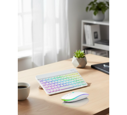 Aydınlatmalı Kablosuz Klavye Mouse Seti Bluetooth Bağlantılı Çoklu Cihaz Uyumlu