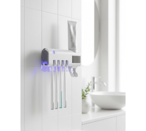 UV Sterilizasyonlu Duvara Monte Otomatik Diş Fırçası Tutucu