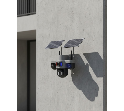 Çift Solar Panelli 4G Kablosuz IP Güvenlik Kamerası 9MP ve Hareket Takipli