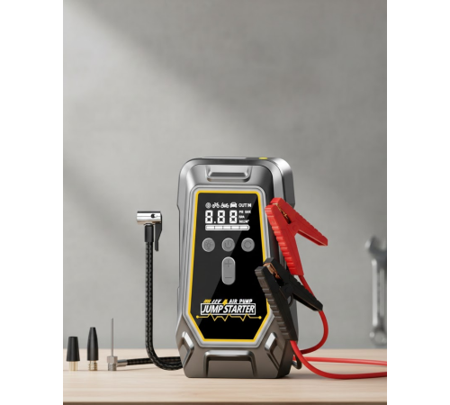 Akü Takviye Lastik Şişirme ve Powerbank Özellikli Çok Fonksiyonlu Cihaz