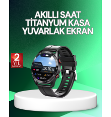Akıllı Saat Titanyum Kasa Yuvarlak Ekran Alarm Uyku ve Sağlık Takibi Titreşimli