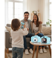 Mavi Mini Dijital Kamera HD Video Fotoğraf Çekimli USB Şarjlı Hafıza Kart Destekli