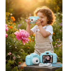 Mavi Kompakt Mini Kamera HD Video ve Fotoğraf Çekim Özellikli Şarjlı Model