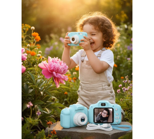 Mavi Kompakt Mini Kamera HD Video ve Fotoğraf Çekim Özellikli Şarjlı Model