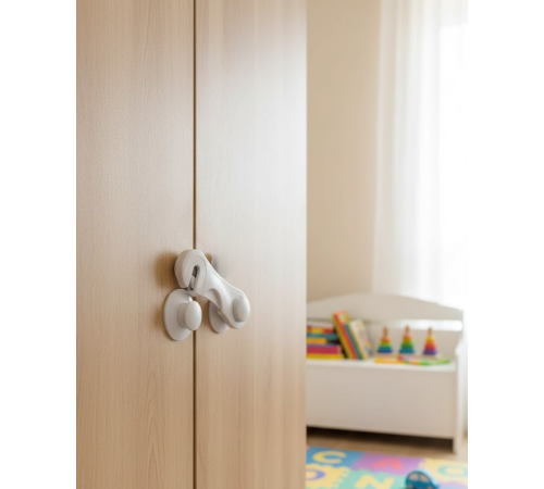 4 Adet Çocuk Güvenliği Dolap Kilidi Yapışkanlı Pratik Kullanım Ev İçi Koruma