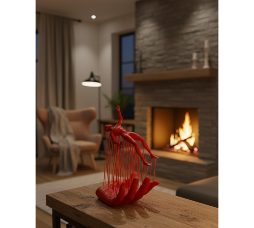 3D El İnsan Figürü Kırmızı Minimal Modern Ev ve Ofis Dekoru 12x18 cm
