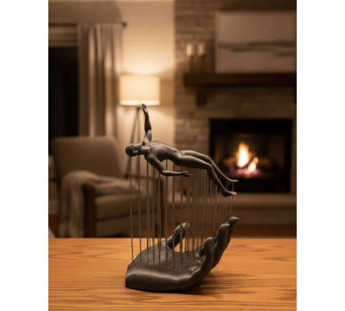 3D El İnsan Figürü Gri Modern Ev ve Ofis Dekoru