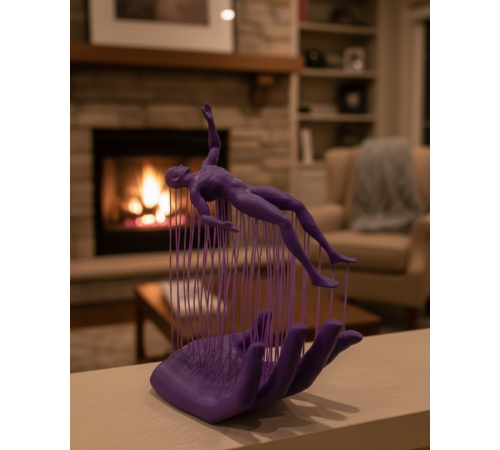 3D El İnsan Figürü Mor Modern Masa Üstü Ev ve Ofis Dekoru