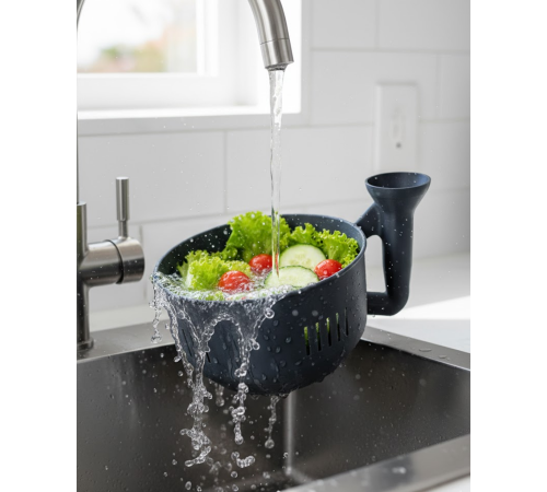 Modern Tasarımlı Sebze Yıkama Kabı Süzgeçli Pratik Mutfak Aparatı