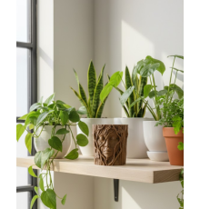 3D Ağaç Gövdesi Formlu Yüz Figürlü Dekoratif Saksı Sanatsal Tasarım Vazo