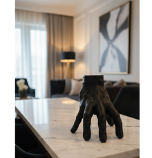 3D Siyah El Heykeli 17x16 cm Raf ve Masa Üstü Dekor