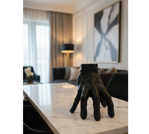 3D Siyah El Heykeli 17x16 cm Raf ve Masa Üstü Dekor