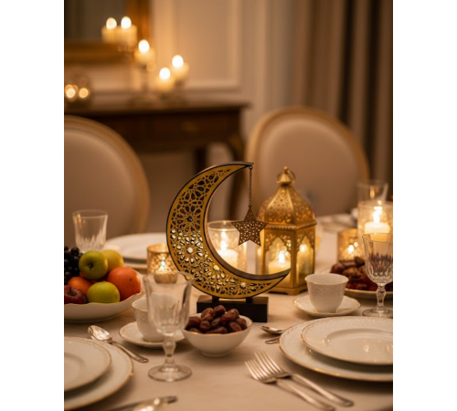 3D Hilal Yıldız Biblo 23x23 cm Şık ve Zarif Dekorasyon