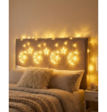 Ramazan İçin Hilal Yıldız Işık Zinciri Yanıp Sönen ve Sabit Modlu