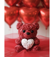 3D Baskı Kalpli Ayıcık 10cm Romantik Masaüstü Dekor