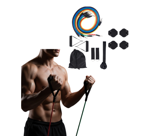 Direnç Seviyeli Pilates ve Fitness Egzersiz Bandı Seti Kapı Askılı