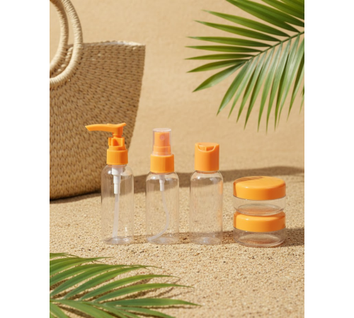 5 Parça Taşınabilir Seyahat Banyo Seti Şeffaf Şişe Takımı