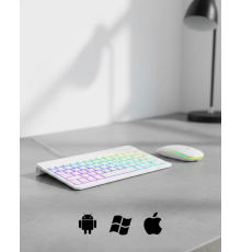 Türkçe Q Aydınlatmalı Klavye Mouse Seti Kablosuz Bluetooth Destekli