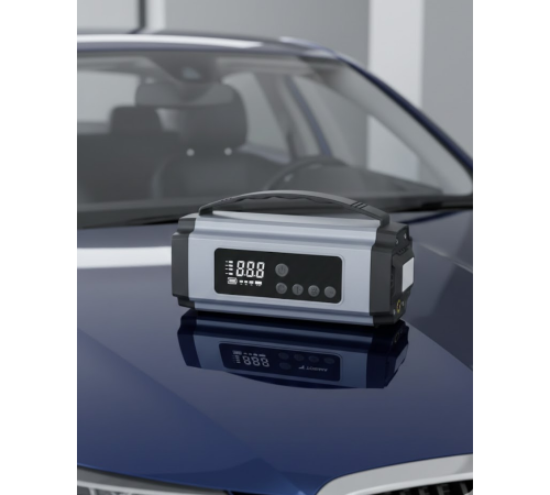 Taşınabilir Akü Takviye Cihazı Dijital Hava Kompresörü Powerbank ve LED Fener Bir Arada