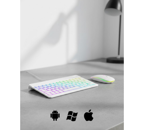 Türkçe Q Aydınlatmalı Klavye Mouse Seti Kablosuz Bluetooth Destekli