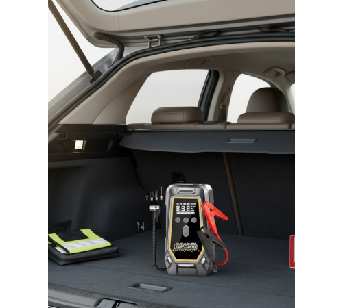 Araçlar İçin Akü Takviye ve Dijital Hava Kompresörü 16000 mAh