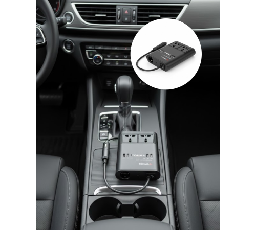 Araç İçin 12V 24V Güç Dönüştürücü 220V Priz ve USB Portlu