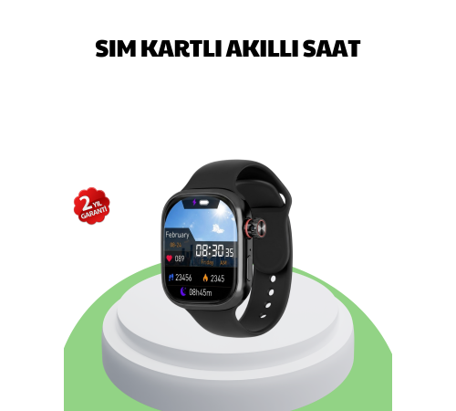 Sesli Arama Özellikli SIM Kartlı Siyah Akıllı Saat