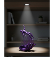 3D El Üzerinde İnsan Figürü Mor Soyut Tasarım Dekor Biblo