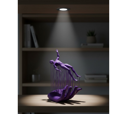 3D El Üzerinde İnsan Figürü Mor Soyut Tasarım Dekor Biblo