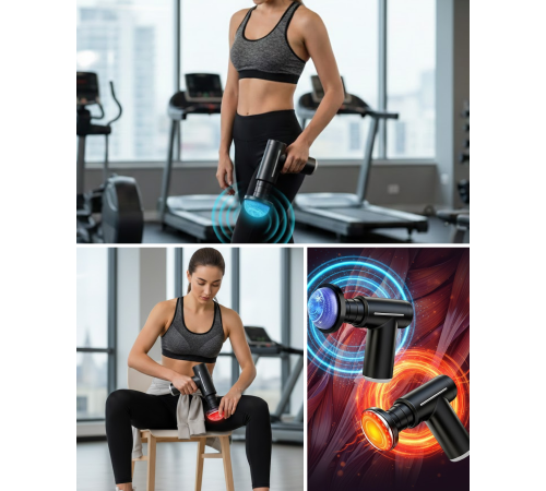 Profesyonel Derin Doku Masaj Aleti 6 Başlık 1800 mAh Batarya