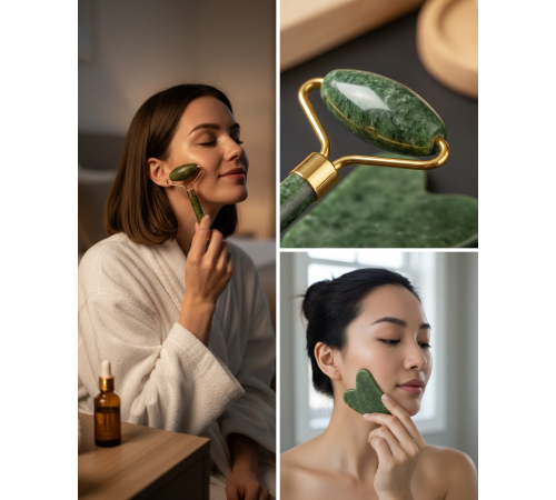 Yüz Masaj Aleti Roller ve Gua Sha 2li Set