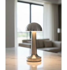 Krom Mantar Masa Lambası Dokunmatik 3 Renk LED Şarjlı Taşınabilir Gece Lambası