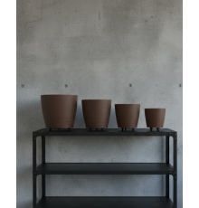 4’lü 3D Modern Kahverengi Vazo Seti Ayaklı Dekoratif Saksı Takımı