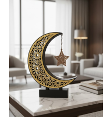 3D Hilal Yıldız Masa Üstü Dekor 23x23 cm Ramazan Konsept Tasarım