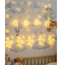 Dekoratif Ay Yıldız Perde Işığı Sıcak Beyaz Festival ve Ev Süsleme