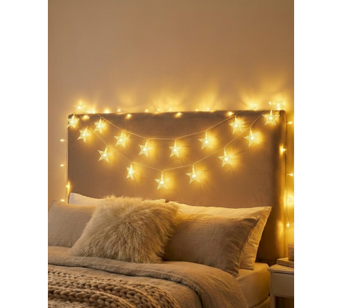 Dekoratif Yıldız LED Aydınlatma 5 Metre Sabit Işık İç Mekan Kullanım