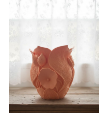 Turuncu Floral Tasarımlı 3D Vazo Şık Ev Dekorasyon Aksesuarı