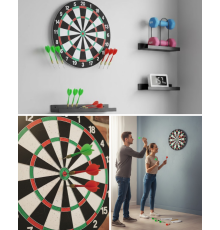 Şık Tasarımlı 15 İnç Dart Tahtası Metal Uçlu 4 Ok Seti