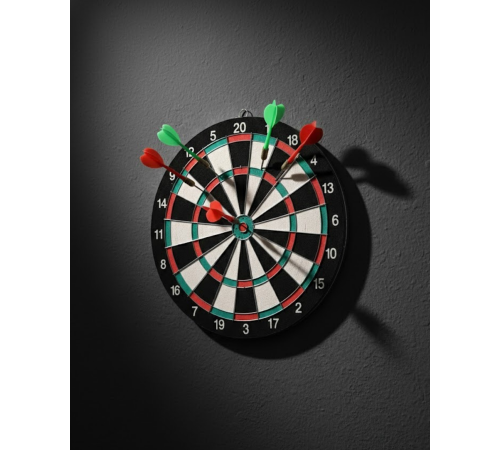 17 İnç Dart Tahtası Sağlam Ahşap Gövde ve Metal İğneli Dart Okları