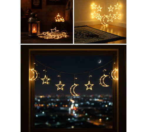 Büyük Ay Yıldız Led Ramazan Süsü Dekoratif Işık