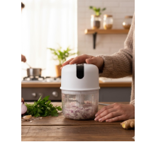 USB Şarjlı Mini Rondo Sarımsak Soğan Zencefil