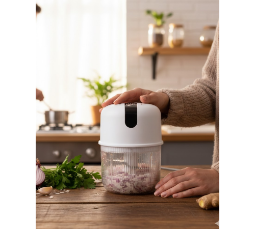 USB Şarjlı Mini Rondo Sarımsak Soğan Zencefil