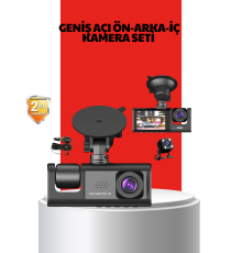 170° Geniş Açı Ön-Arka-İç Kamera Seti – Tam Kapsamlı Araç Güvenliği