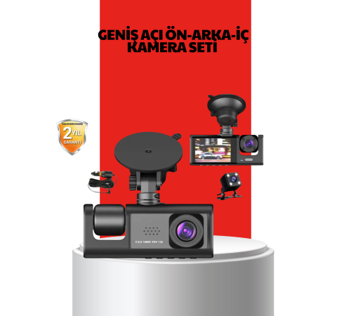 170° Geniş Açı Ön-Arka-İç Kamera Seti – Tam Kapsamlı Araç Güvenliği