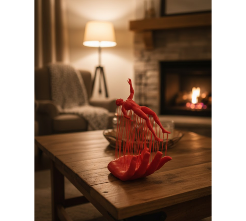 3D El Formlu İnsan Figürü Kırmızı Modern Soyut Dekoratif Biblo 12x18 cm