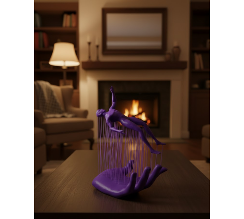 3D El İnsan Figürü Mor Modern Sanatsal Dekoratif Biblo 12x18 cm