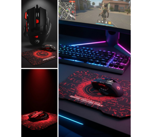 Ergonomik  Mouse ve Mousepad 3 DPI Ayarlı LED Işıklı Tasarım