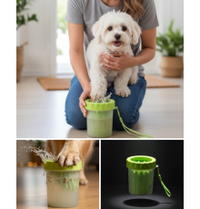 Taşınabilir Köpek Ayak Temizleme Aparatı Silikon Fırçalı