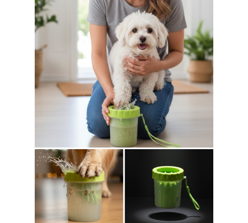 Taşınabilir Köpek Ayak Temizleme Aparatı Silikon Fırçalı