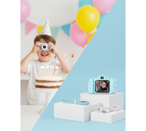 Mavi Kompakt Dijital Kamera HD Video ve Fotoğraf Çekim Özellikli USB Bağlantılı